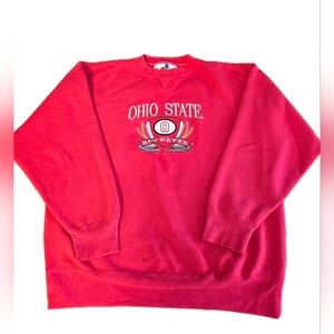 Vintage Midwest Embroidery Red Ohio State Buckeyes Seeatshirt Size XL *READ*